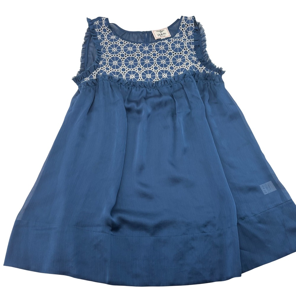 Piplette by Alice Ritter Navy Blue Eyelet Lace Babydoll Top Womens Small Ruffle